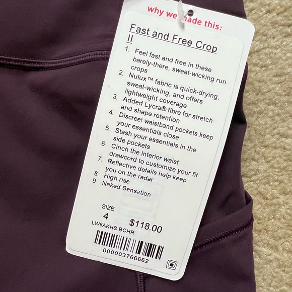 Lululemon Fast and Free Crop II - Picture 4 of 5